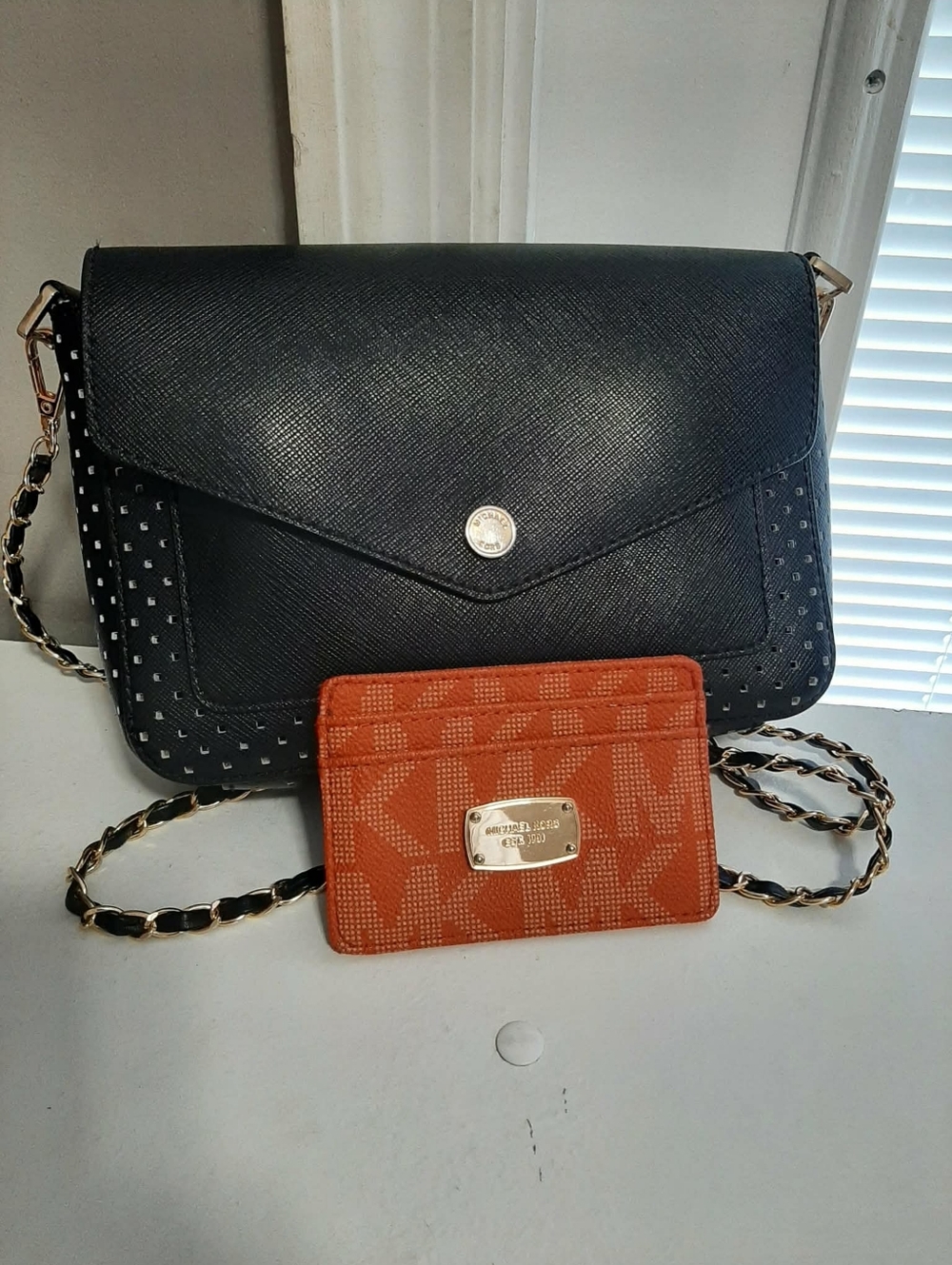 MICHAEL KORS "Greenwich" Sm Flap Crossbody Bag & ID/Card Wallet 2 Pc Set